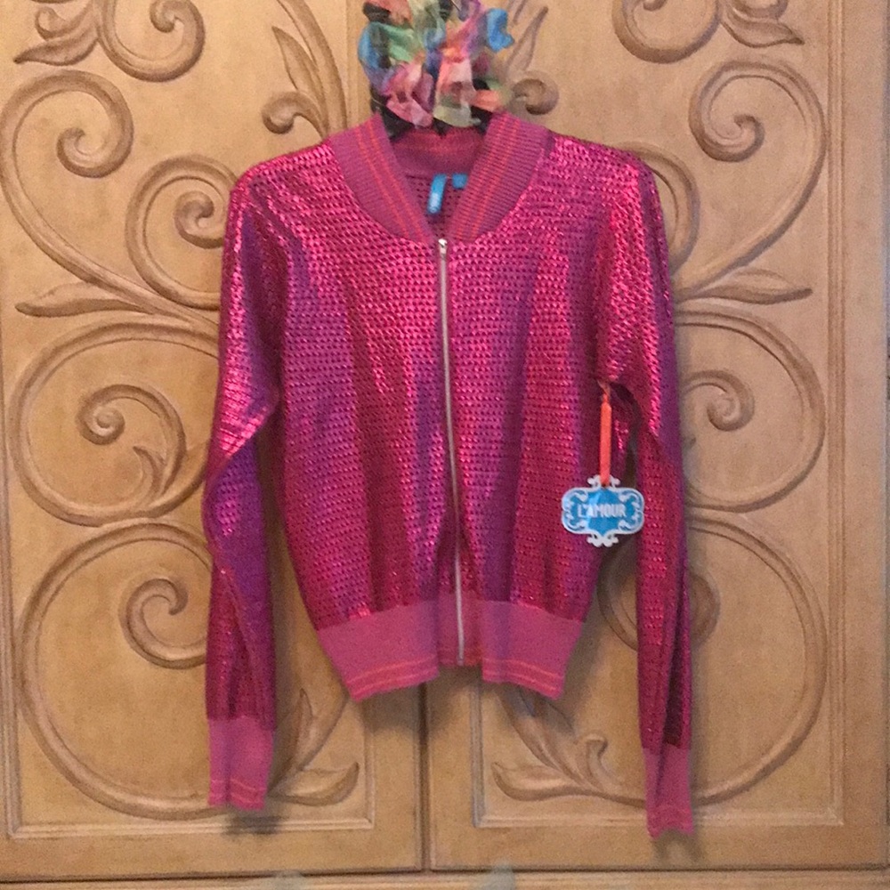 L’Amour Varsity Jacket Pink & Orange New